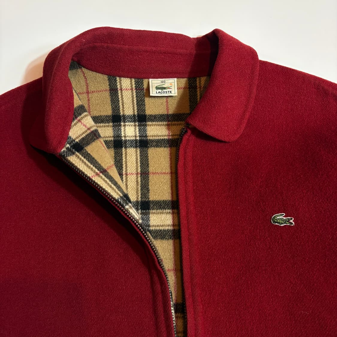 라코스테 울 블렌드 자수 로고 레드 해링턴 자켓 상품이미지5