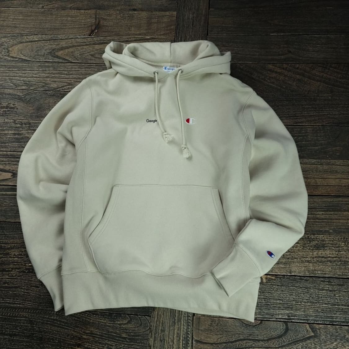 [챔피온] 구글 자수 오버핏 후드티 아이보리 M18786 상품이미지1