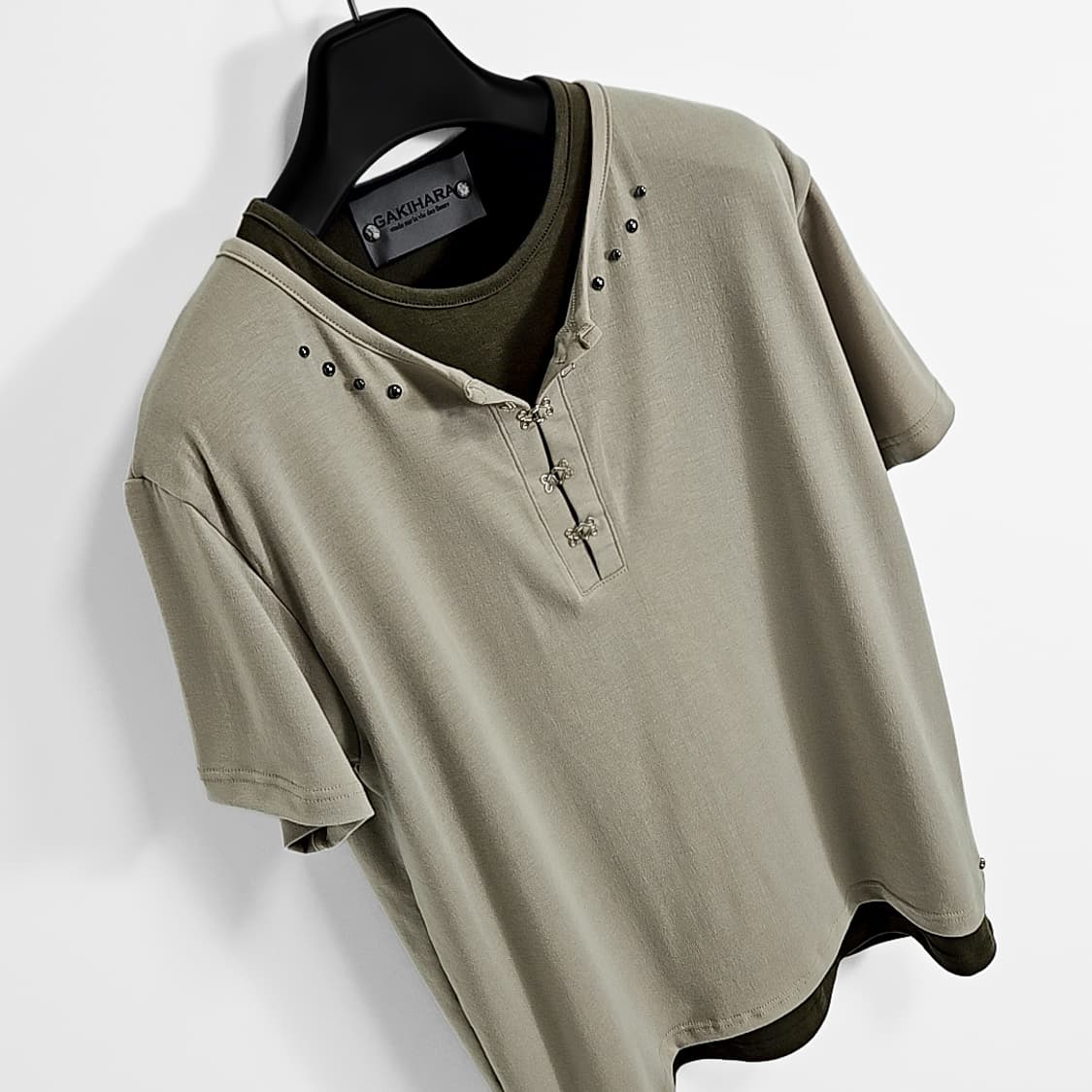 Koga 이브 레이어드 헨리넥 하프 슬리브  (sage green) 상품이미지4