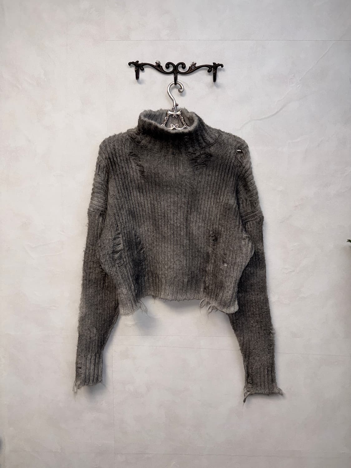 Ulkin spray turtleneck crop sweater_grey 상품이미지3