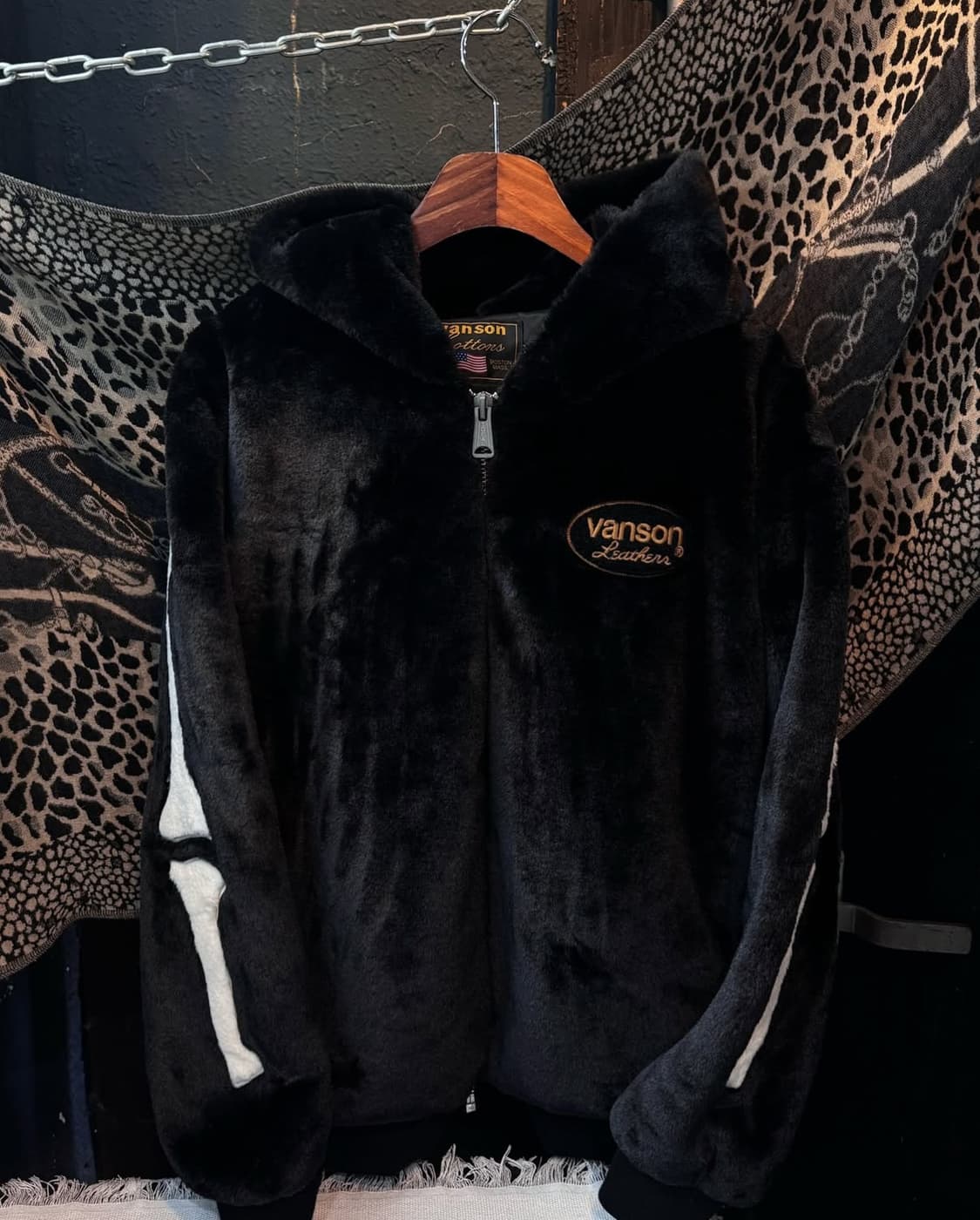 VANSON Leathers bone fur hoodie 상품이미지4