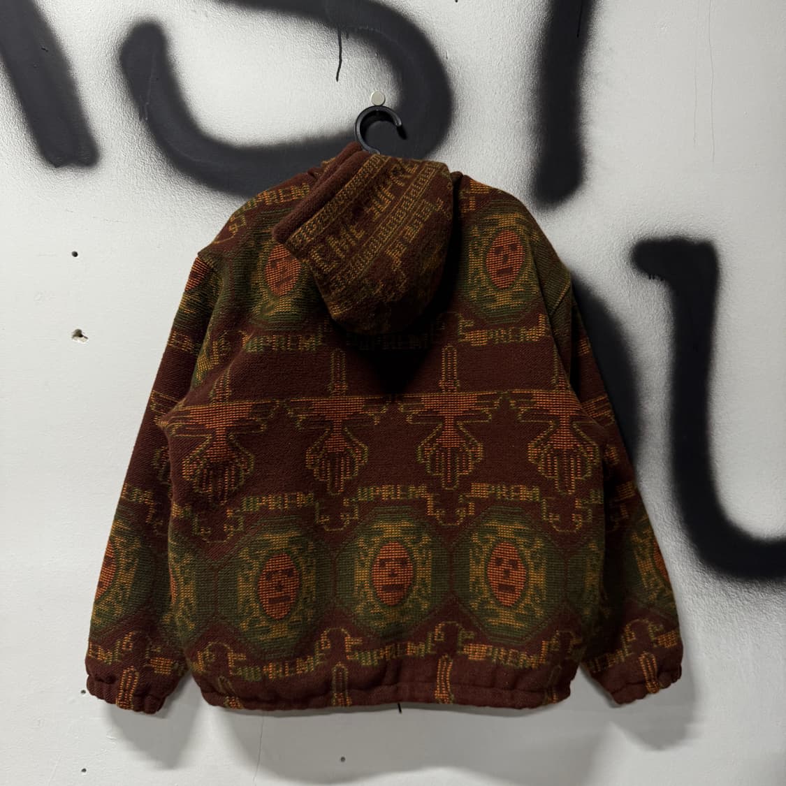 슈프림 22fw 우븐 (울) 에스닉 집업 후드 자켓 러스크 상품이미지2