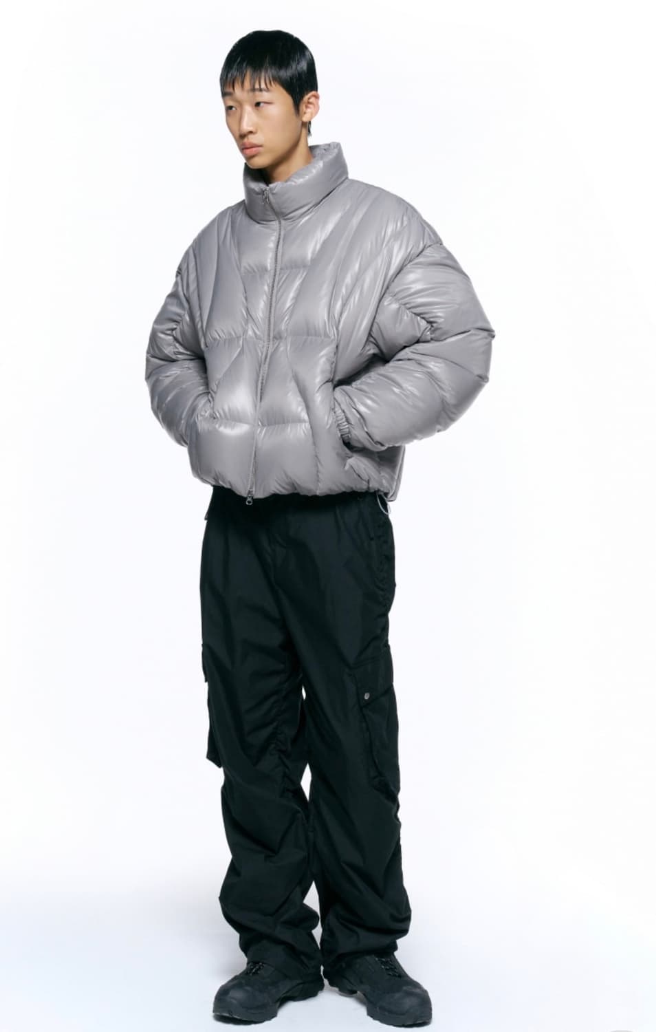 인사일런스 웨이브라인 다운 자켓 패딩 LIGHT GREY 상품이미지1