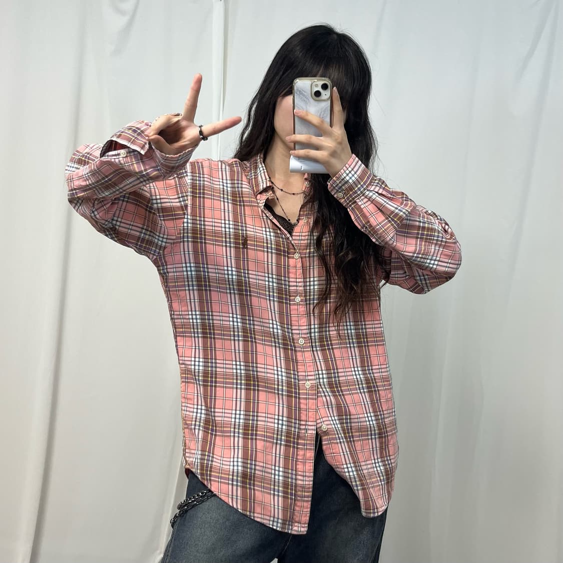 Polo pink check shirt 상품이미지1
