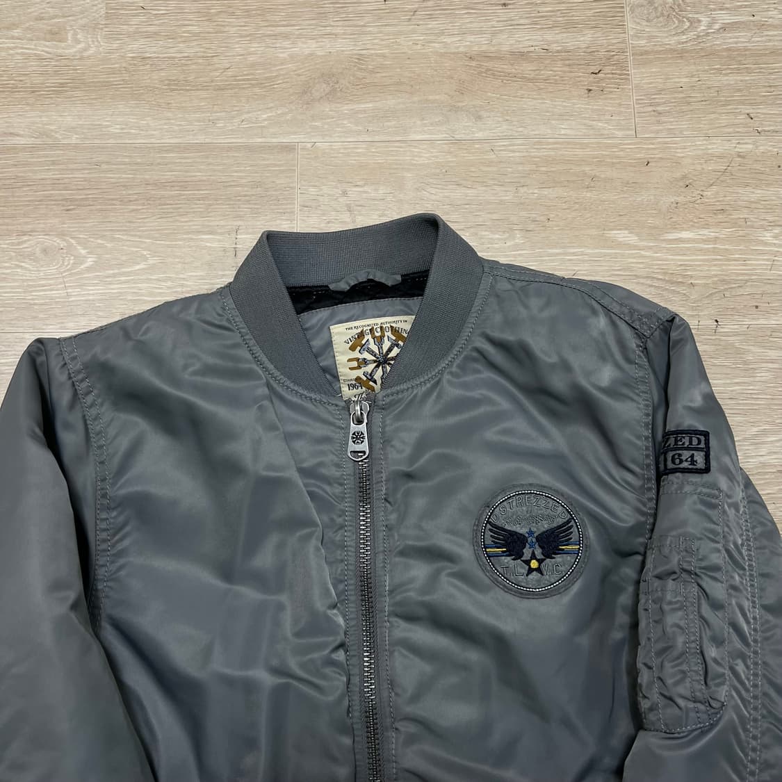 디스트레즈드 와펜 MA-1 항공점퍼 봄버자켓 [그레이] M/95 상품이미지2