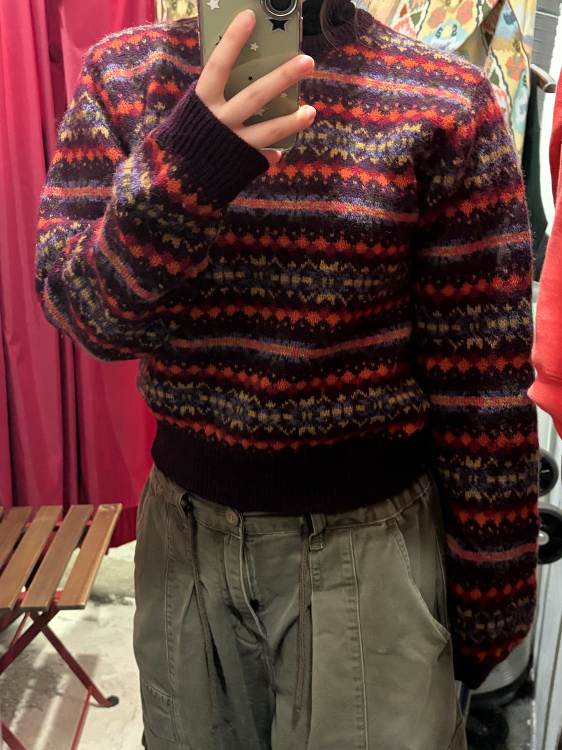 Shetland wool 100% 페어아일 크롭니트 상품이미지2