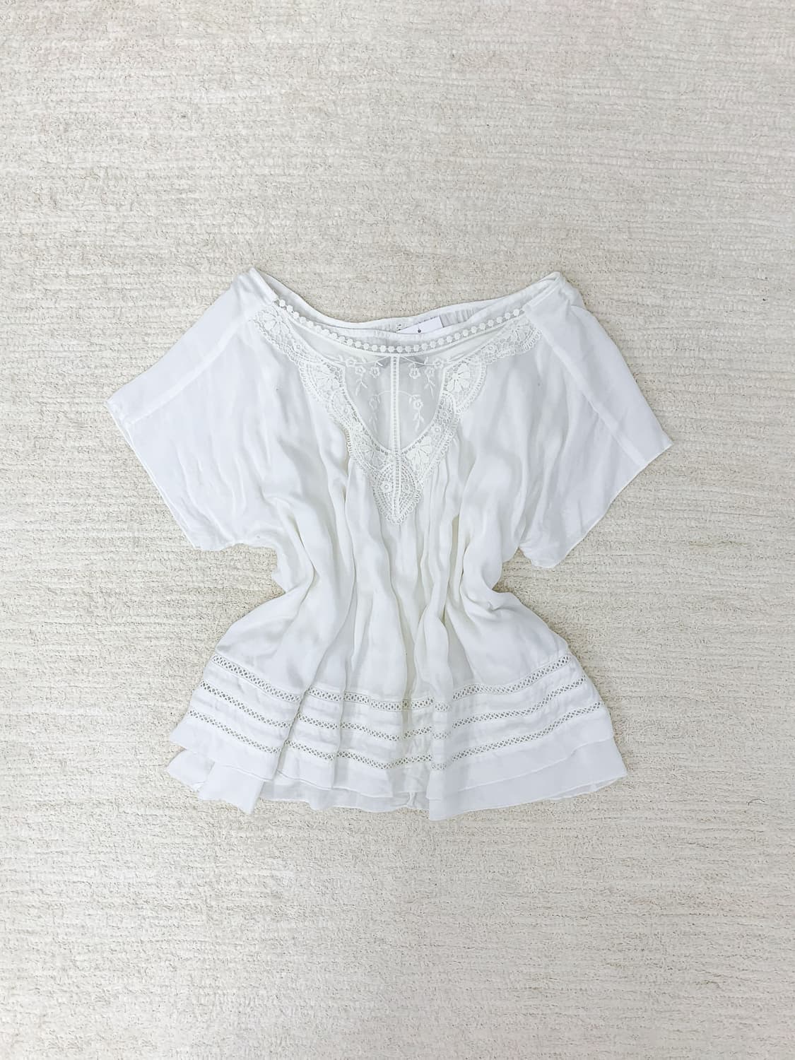 White Lace Mori Short Sleeve Top 상품이미지1
