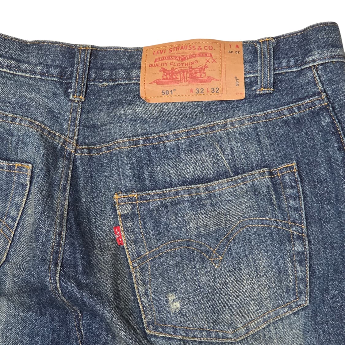 Levis 리바이스 501 진청 워싱 와이드 데님 빈티지 팬츠 상품이미지4