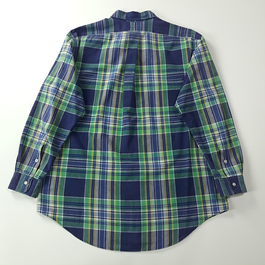 CK302 L 폴로 90s 일본판 네이비 그린 마드라스 셔츠 남방 상품이미지7