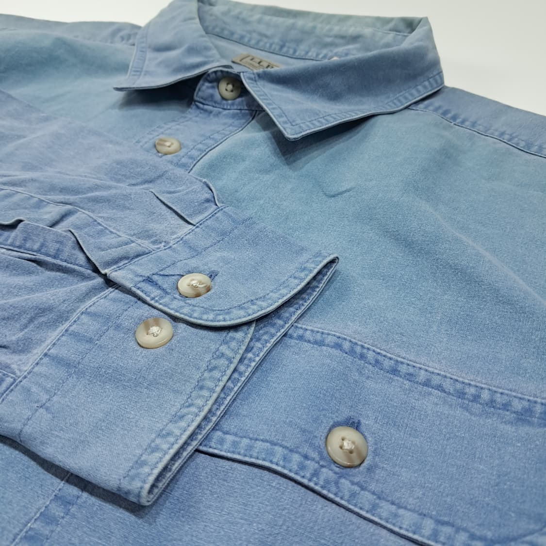 CL392 2XL 엘엘빈 90s 코튼 워싱 샵브레이 블루 셔츠 남방 상품이미지4