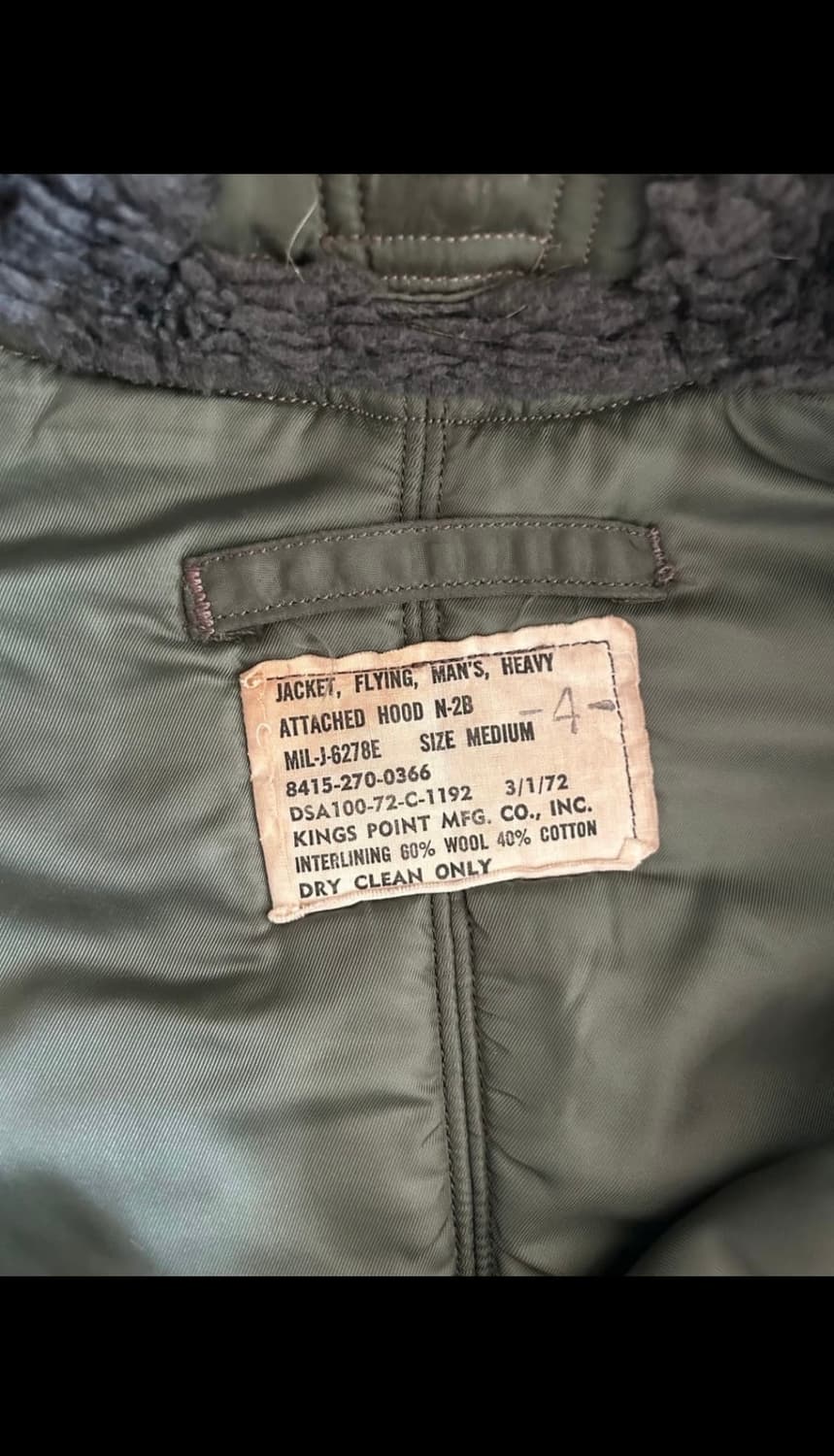 미군 n2b 오리지널 70s 울파일 상품이미지3