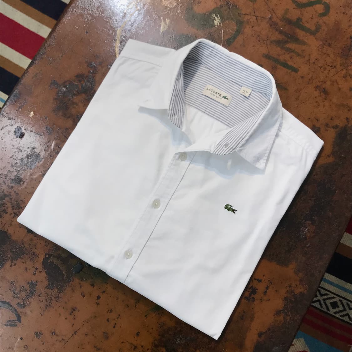 라코스테 화이트 옥스포드 셔츠 남성 105 사이즈  상품이미지1