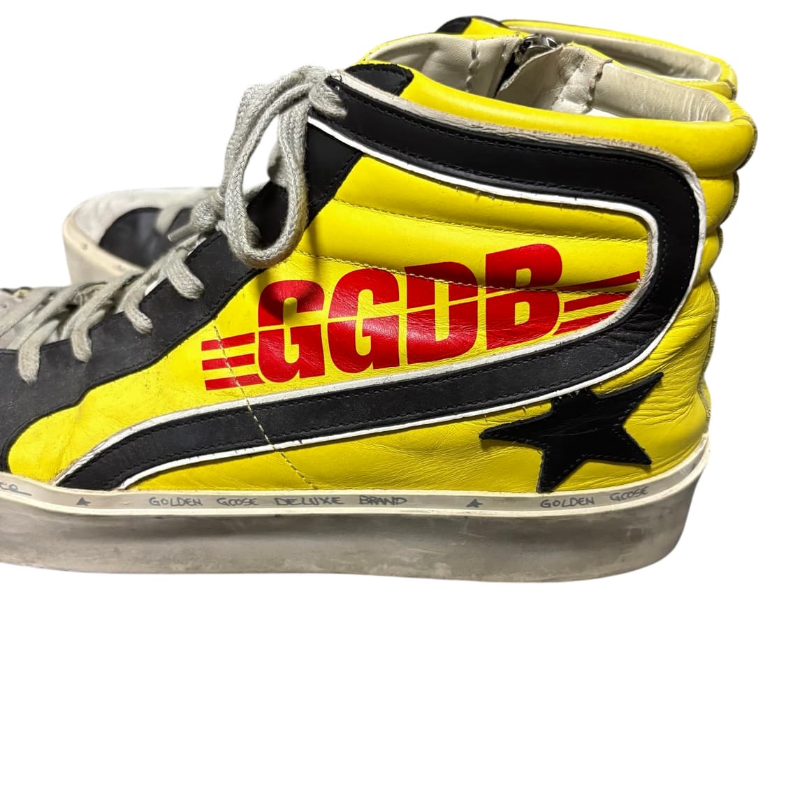 골든구스 슬라이드 하이탑 옐로우 레더 스니커즈 43 270-280 상품이미지4