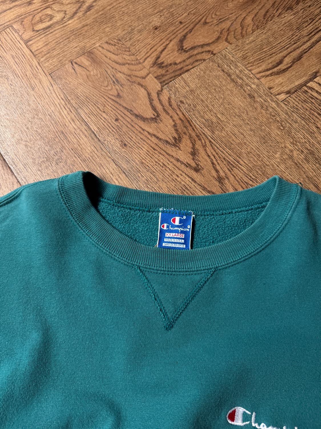 [2XL]90's 챔피온 Made in USA 빈티지 그린 스웻셔츠 상품이미지2