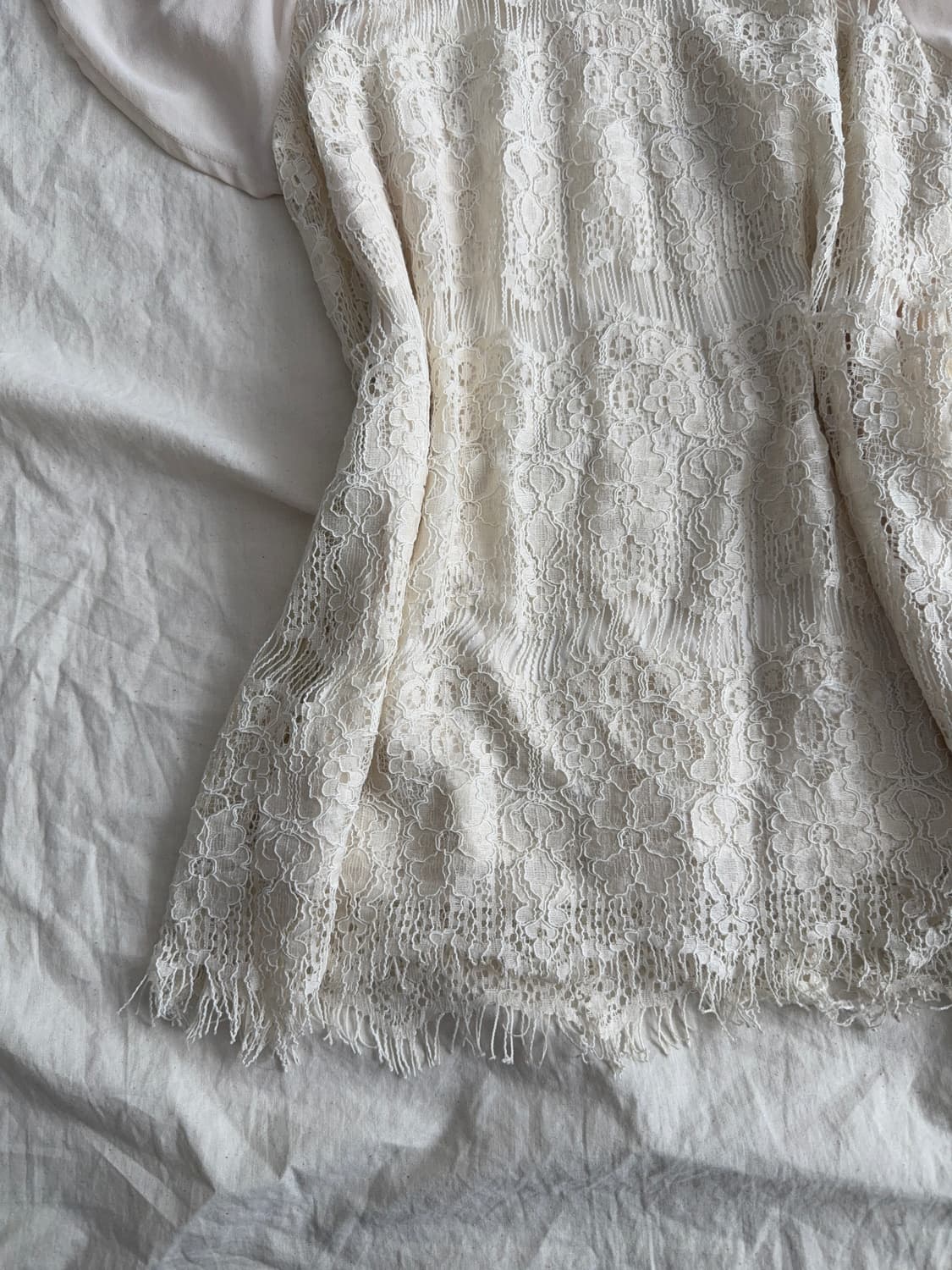 베이지 러블리 페어리 쉬폰 레이스 블라우스 상품이미지3