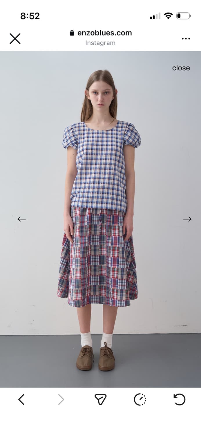 Enzo blues 26ss 체크 스커트 상품이미지1