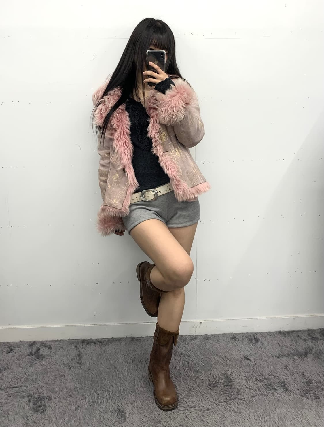 핑크 퍼 스웨이드 자켓 상품이미지5