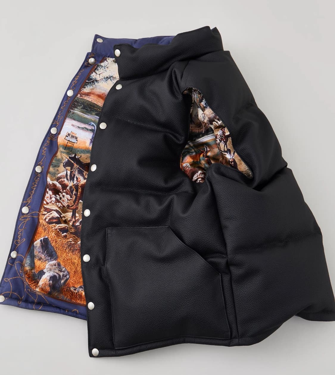 NICENESS GASTON 피나클 레더 리버시블 다운 베스트 L 상품이미지3