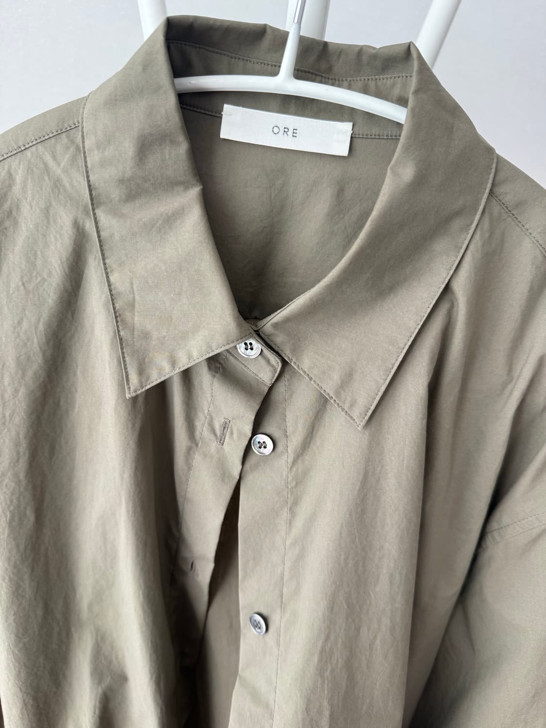 ORE 60수 워싱 코튼 오버사이즈 셔츠 카키 상품이미지5