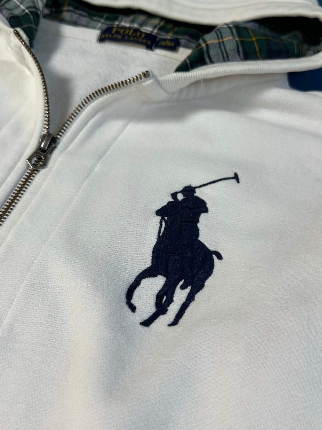 폴로 랄프로렌 빅포니 체크 후드집업 화이트 상품이미지4