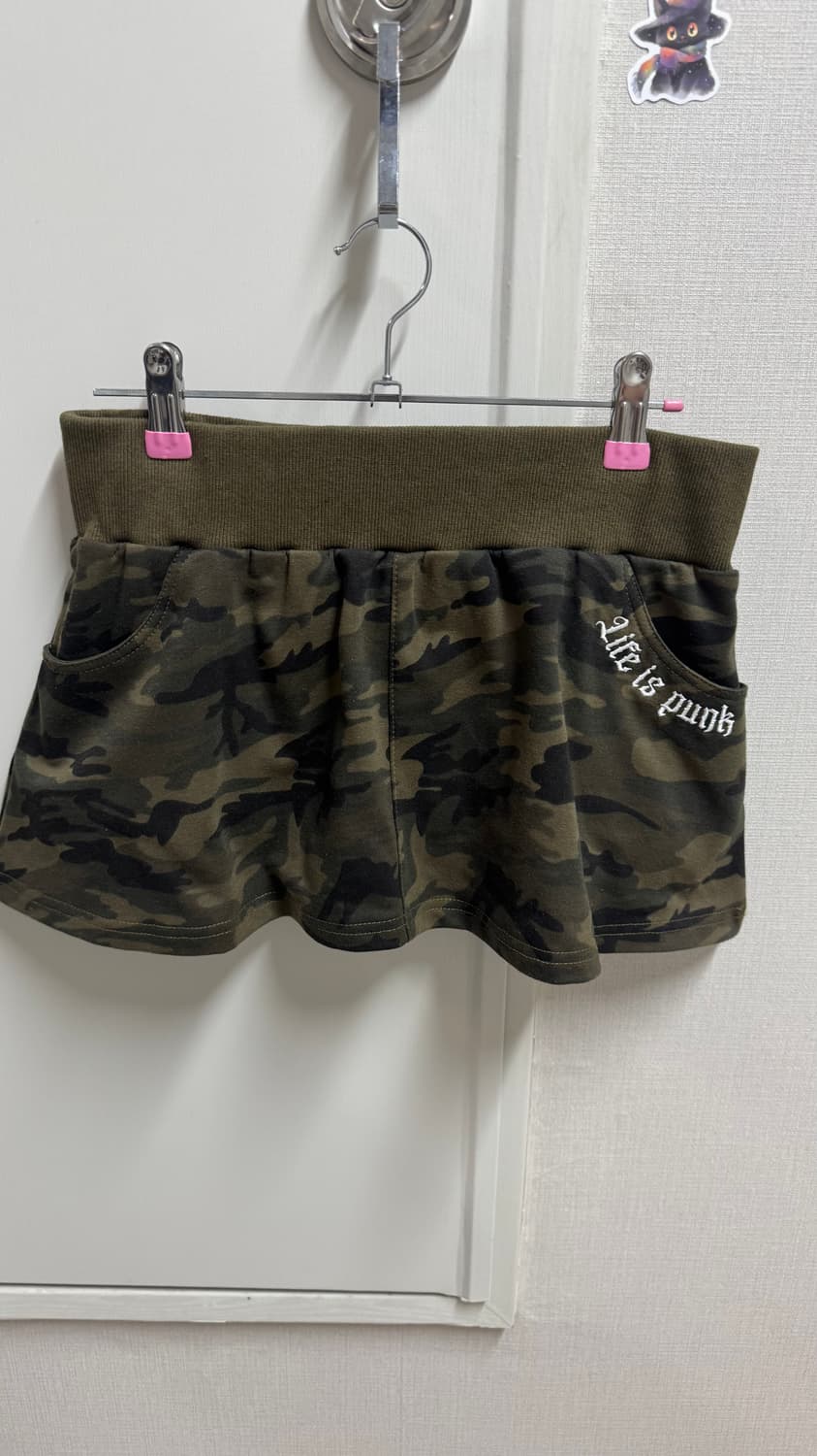 러프넥 카모 로우라이즈 스커트 M 상품이미지4