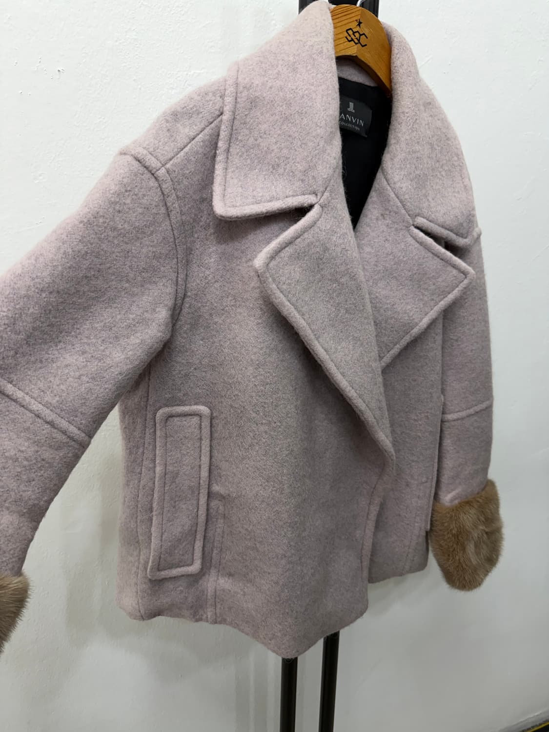 정품) 랑방 컬렉션 한섬 밍크퍼프 소매 코트 82 상품이미지2