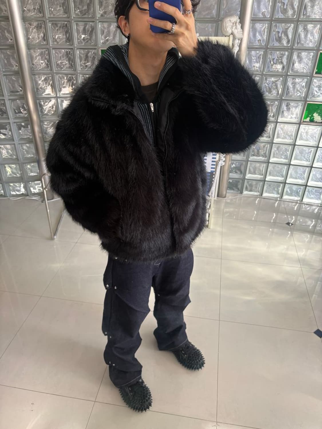 FAKE FUR BLOUS 혼합 인조 모피 블라우스 상품이미지1