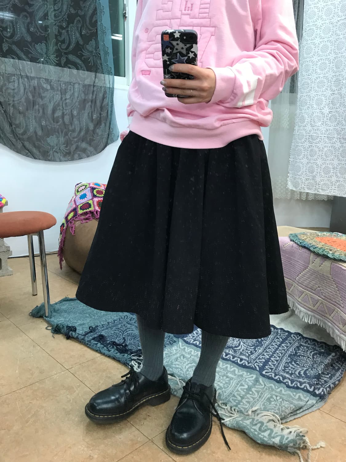 빈티지 여성 기모 턱 미디스커트  상품이미지1