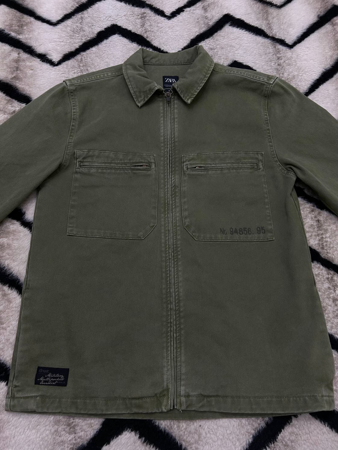 [한국L]ZARA 빈티지 워시드 데님 집업/카키/릴렉스드 핏 상품이미지3