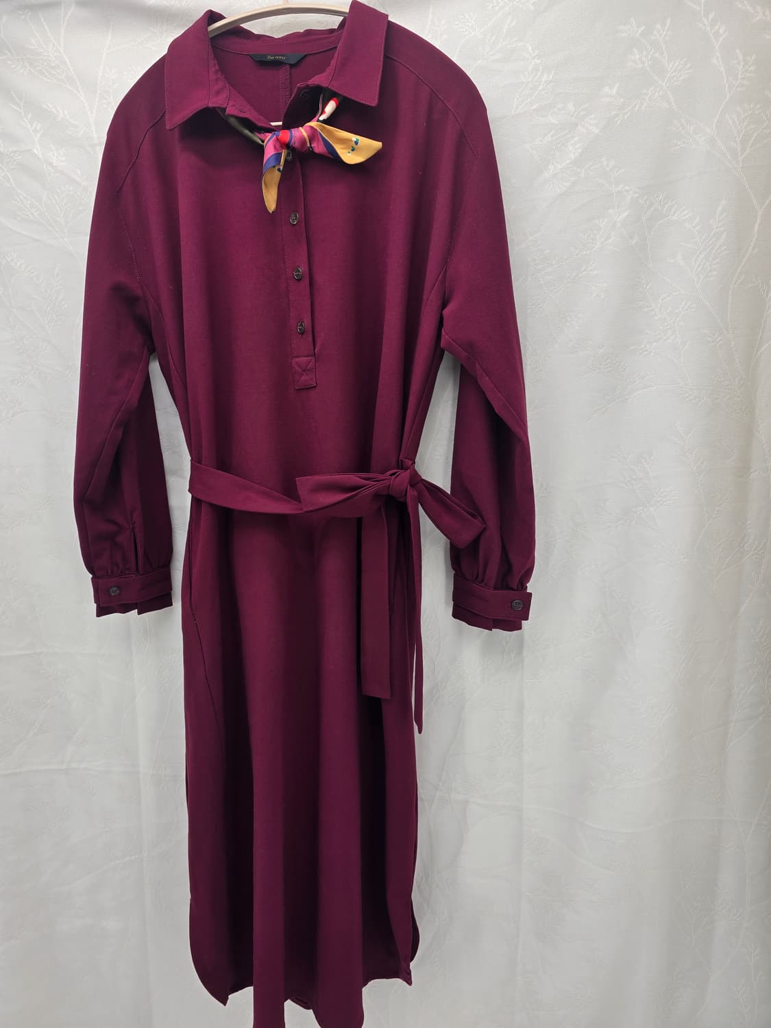 THE IZZAT 버건디 셔츠 롱 원피스 FREE 상품이미지5