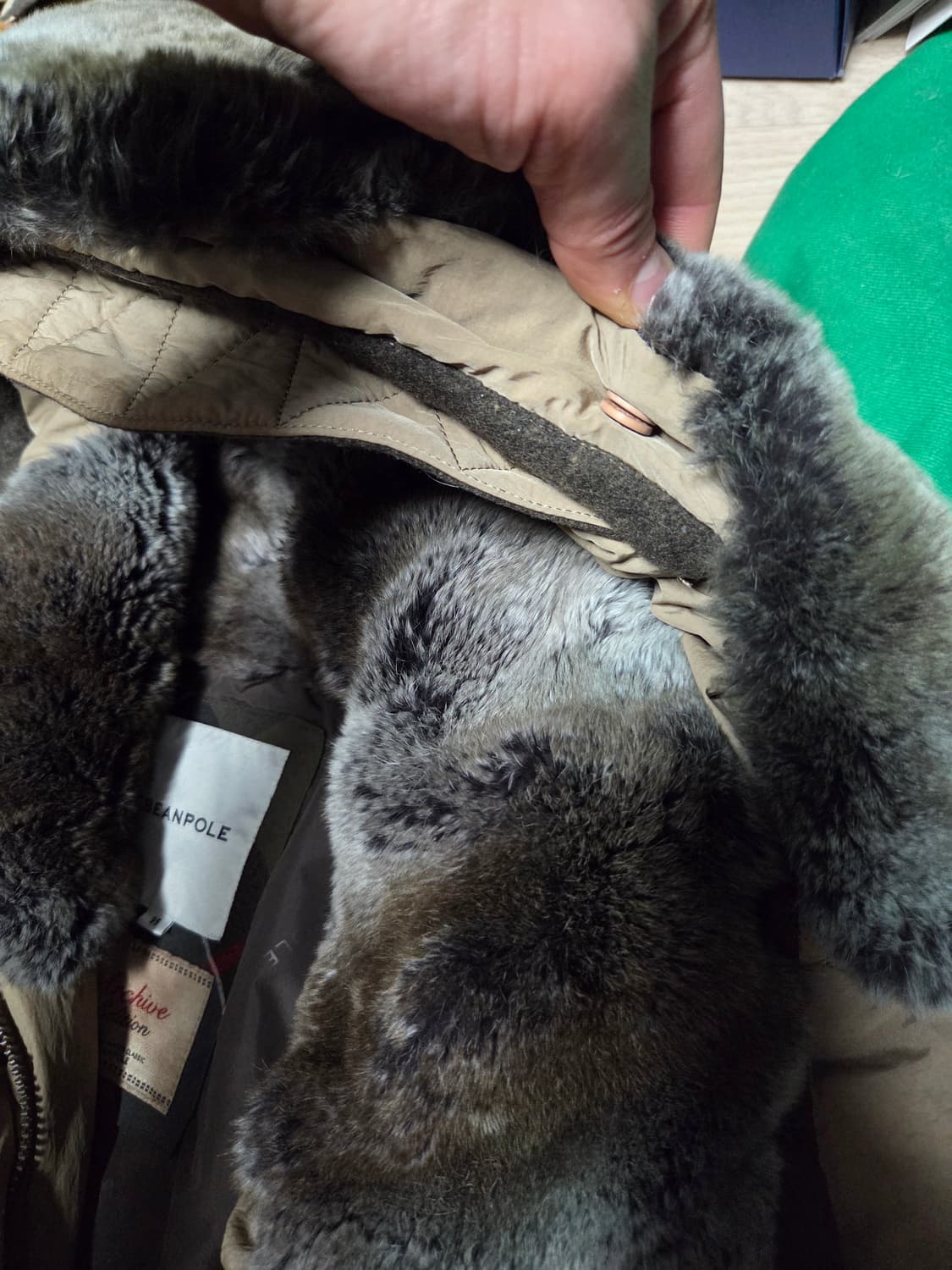 BEAN POLE 천연 모피(토끼털) 퀼팅 오리털 패딩 자켓 점퍼 다운 상품이미지5