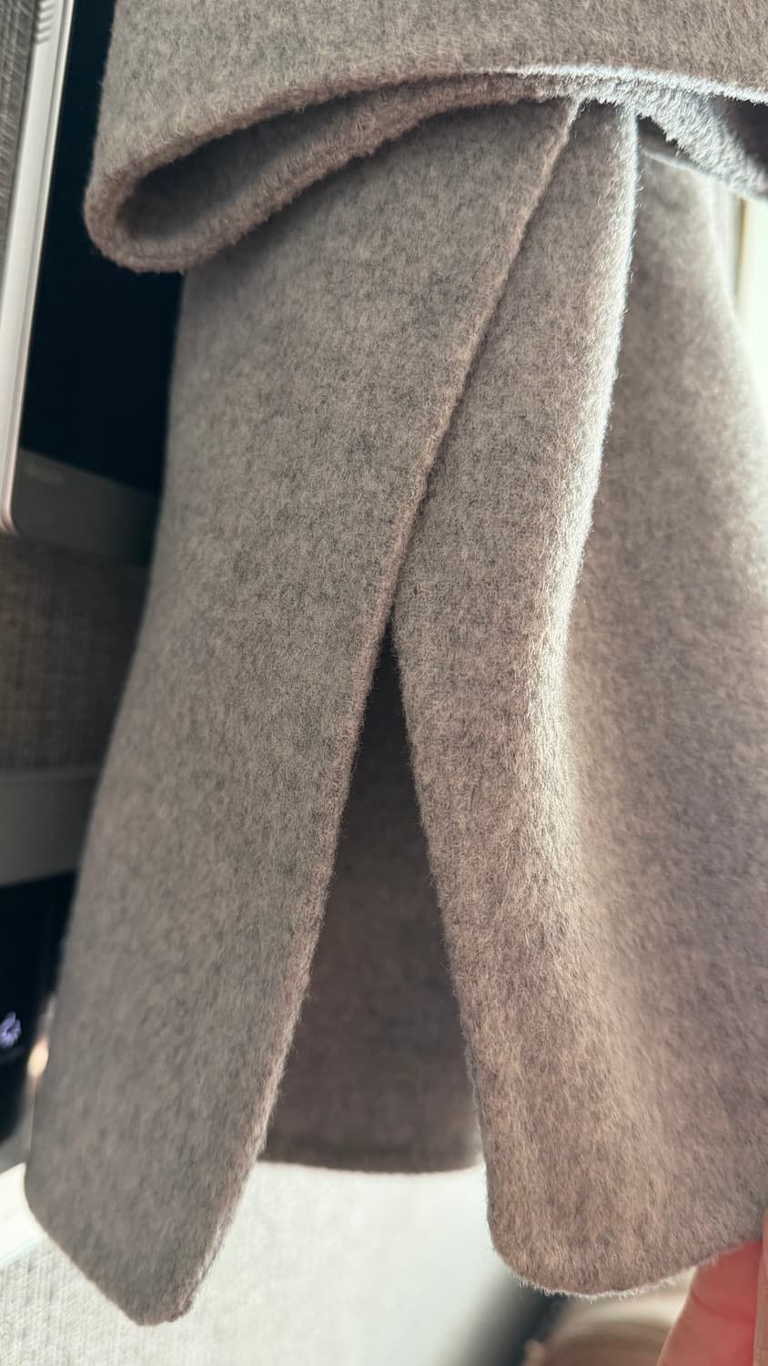 더아이잣 폭스 퍼 여우털 후드 탈부착 그레이 울 블렌드 케이프 코트 망토 상품이미지4