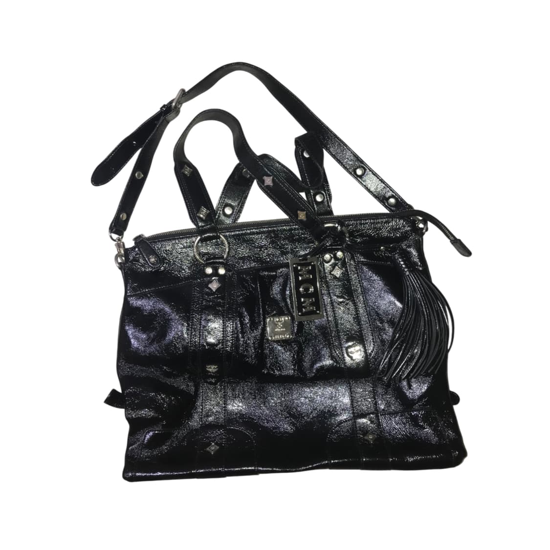 MCM 유광레더 숄더백 크로스백 블랙 상품이미지1