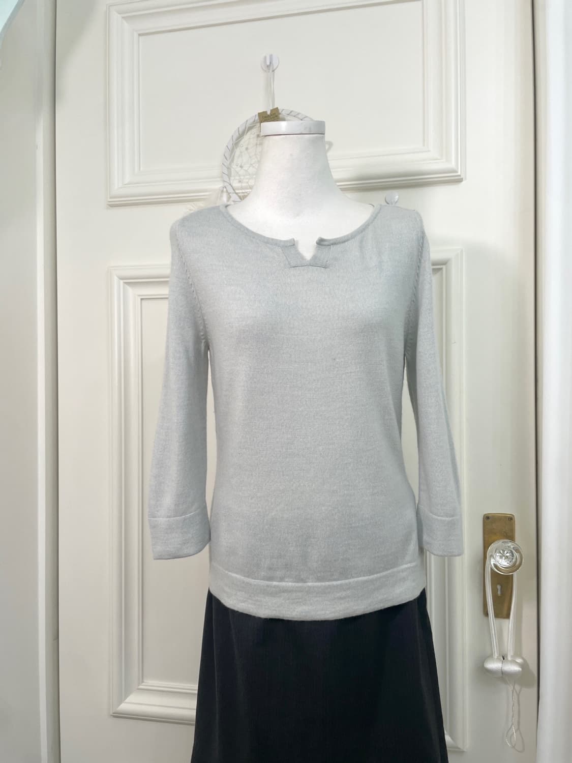 mint melange basic neck point knit top 상품이미지1