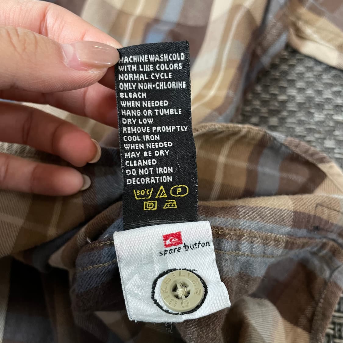 퀵실버 베이지 블루 멀티배색 체크 긴팔 셔츠 XL 상품이미지7