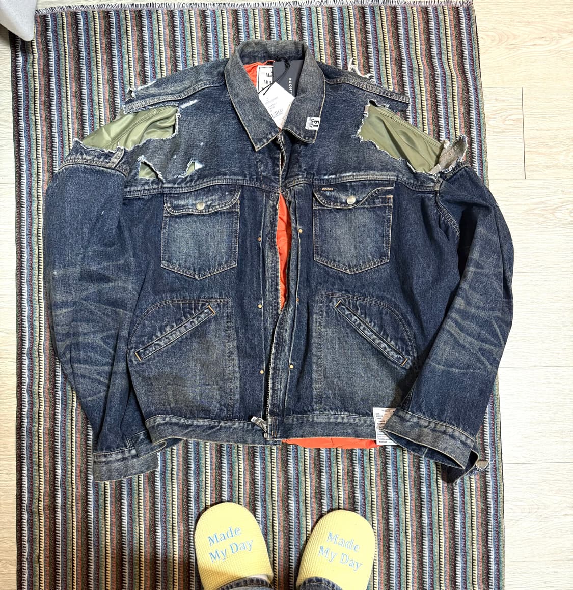 미하라야스히로 레이어드 봄버 데님 자켓 상품이미지2