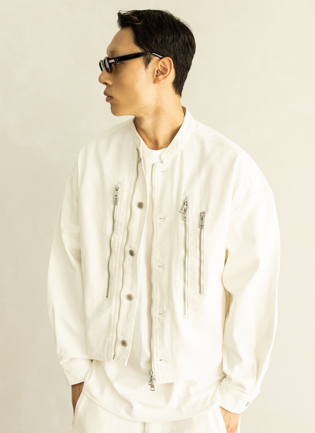 매스노운 하이넥 화이트 데님 자켓 L 상품이미지1