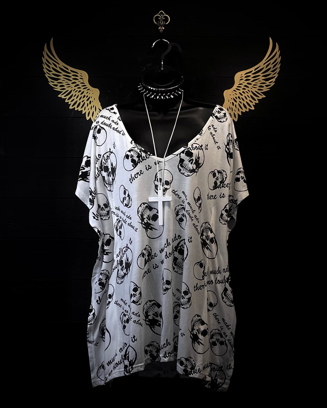 DIALLE LAISEN 펑크 스컬 해골 패턴 루즈핏 반팔탑 상품이미지1