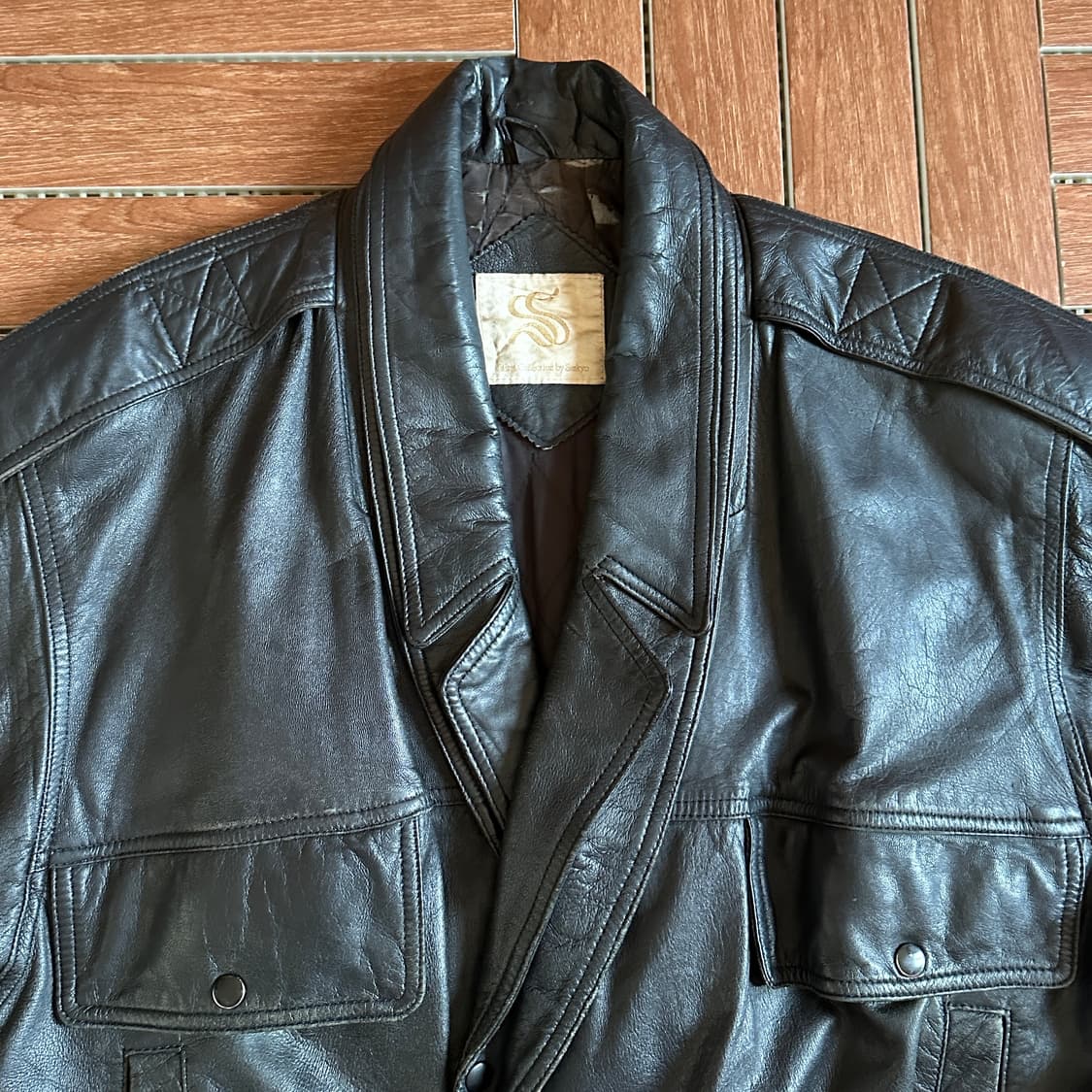 80-90’s Sankyo sheep-skin leather bomber 상품이미지5