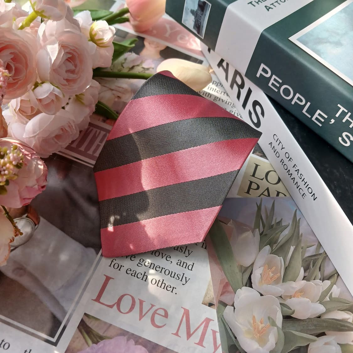 폴스미스 실크 핑크 스트라이프 넥타이 9cm A+등급 E862 상품이미지4