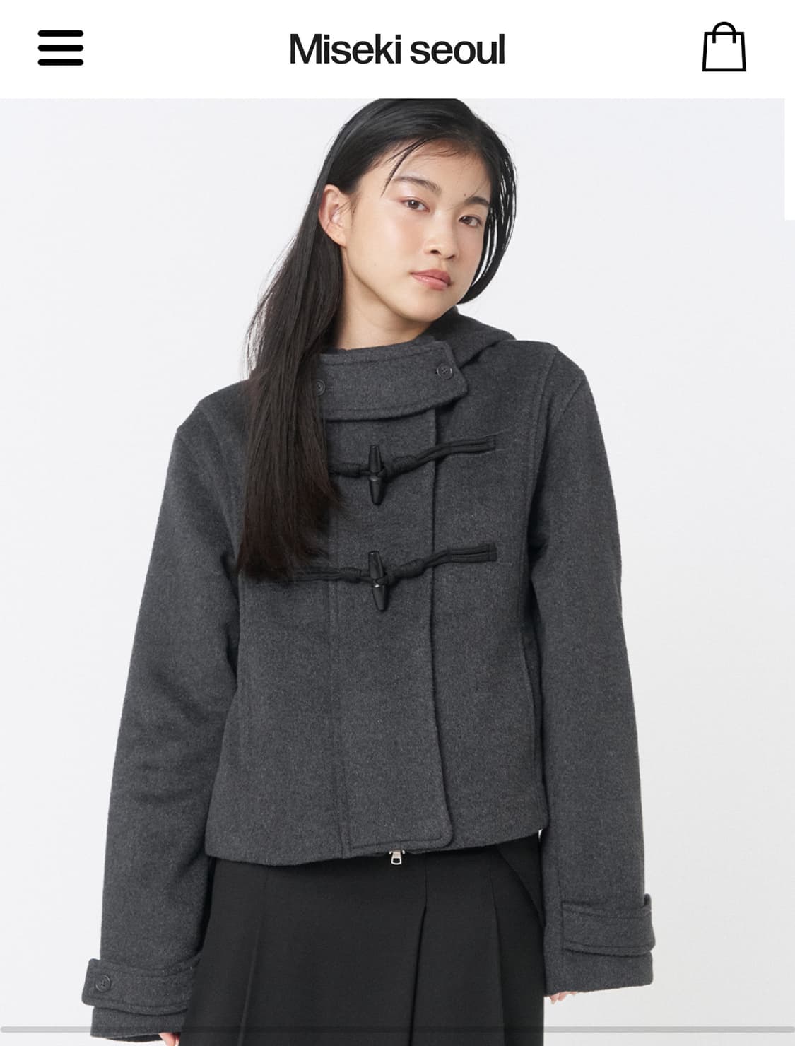 Duffle hoodie short coat CHARCOAL 떡볶이 코트 상품이미지3