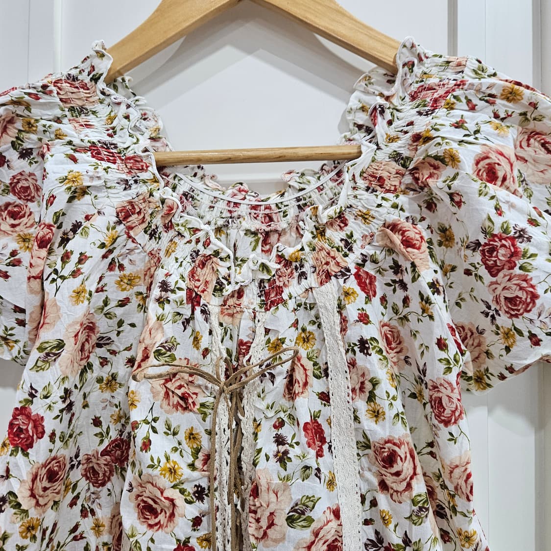 플라워 프린트 퍼프 반팔튜닉미니원핏 상품이미지3