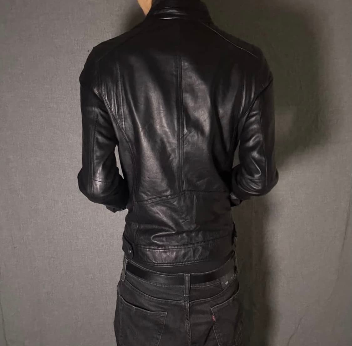 하이넥 레더 자켓 상품이미지4