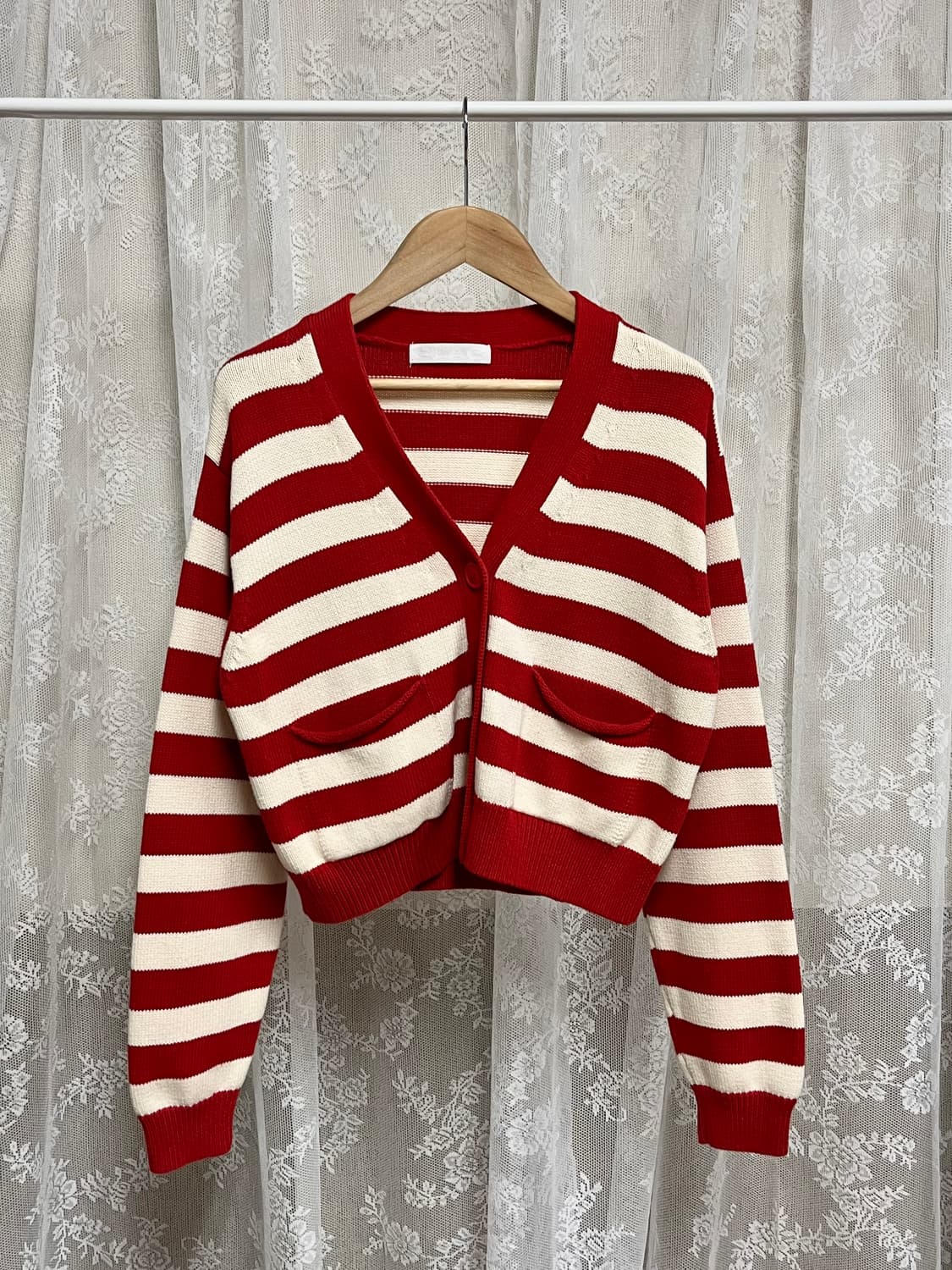 F) 플랙 우먼 스트라이프 크롭 가디건 상품이미지1