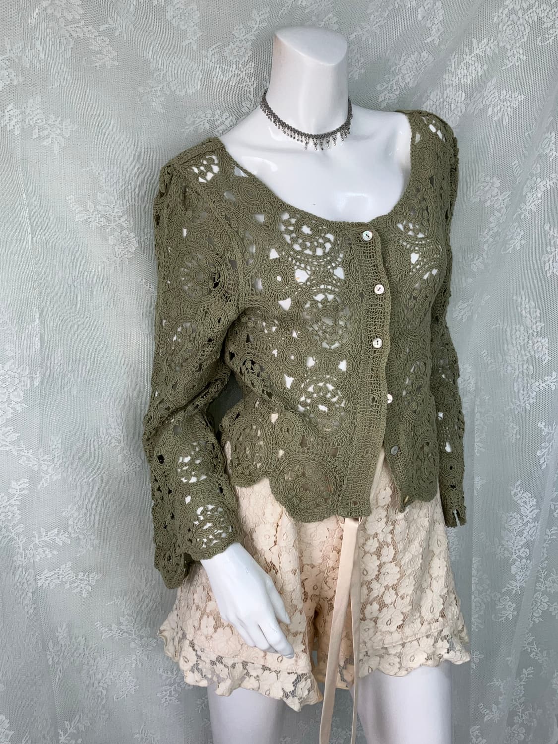 빈티지 민트 크로셰 볼레로 가디건 1119 모리걸 y2k 스트릿 갸루 펑 상품이미지2