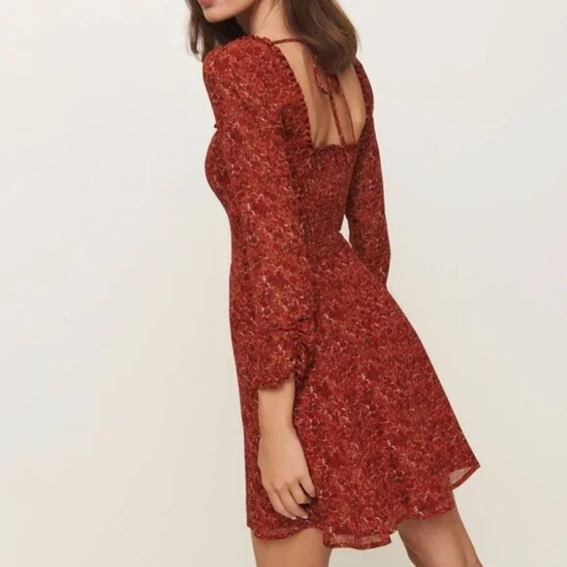 리포메이션 remi 레미 레드 미니 드레스 플로럴 긴팔원피스 상품이미지3