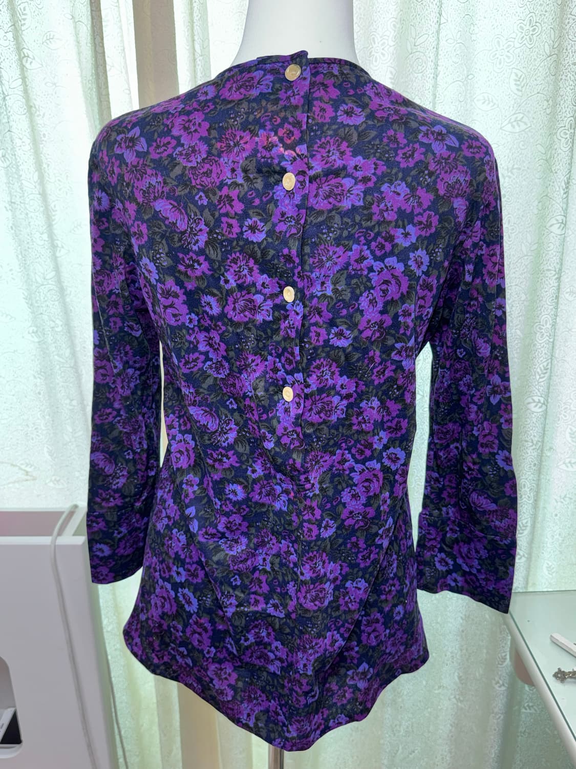 Flowers pattern three-quarter sleeve 상품이미지2