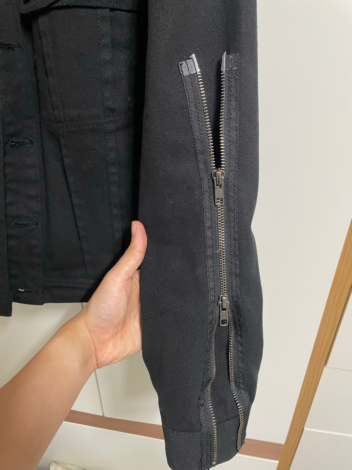 (S) ETCE 이티씨이 지퍼 트러커 자켓 블랙 상품이미지7