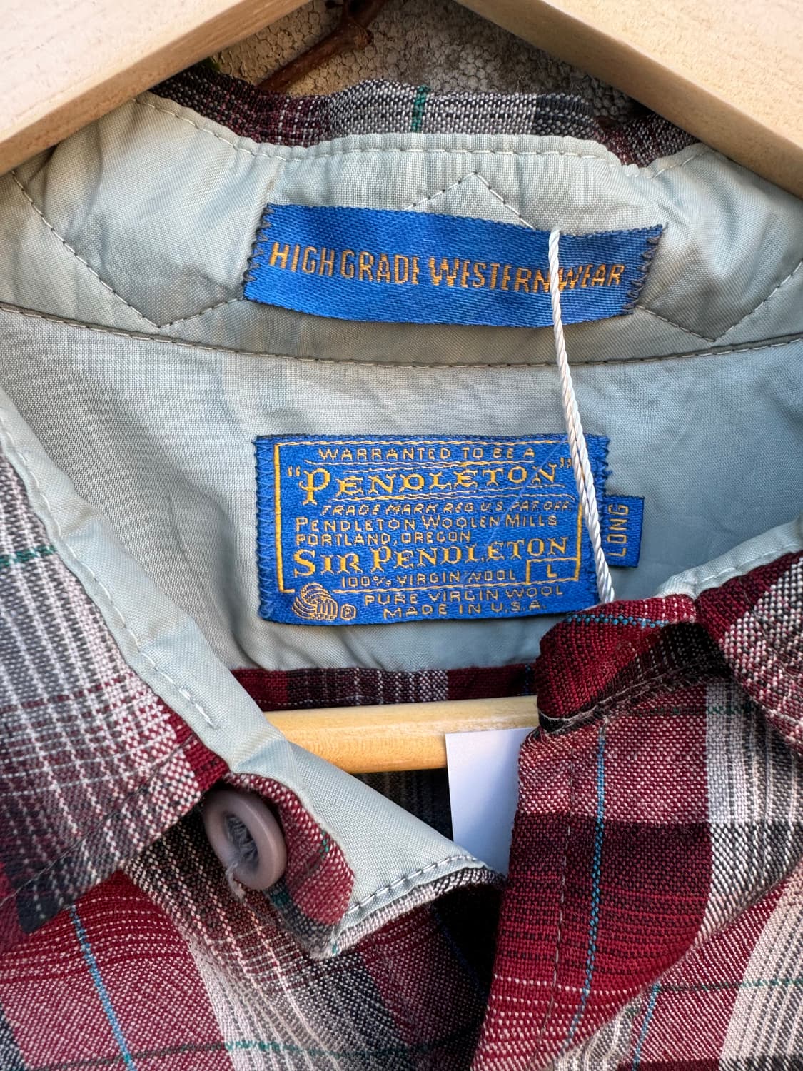 80s pendleton 펜들턴 울 체크 웨스턴 셔츠 L 상품이미지5