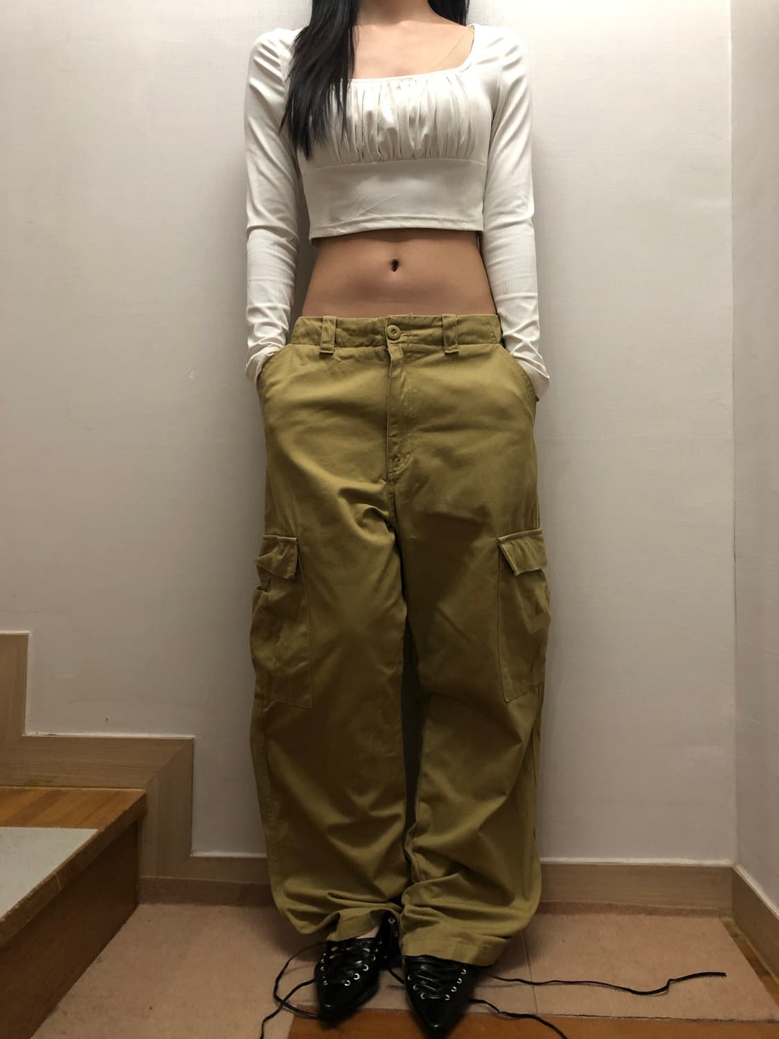 빈티지 머스타드 코튼 카고 팬츠 상품이미지5